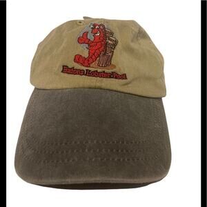 NWT lobster maine souvenir cap hat embroidered w adjustable leather strap!